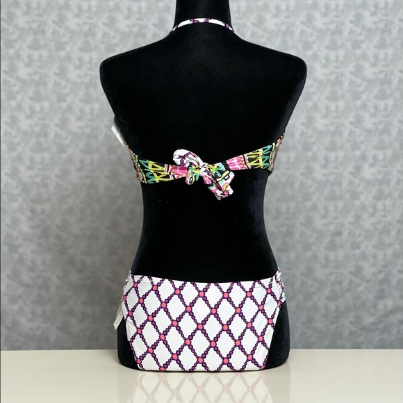 Trina Turk Kon Tiki Twist Bandeau Bikini Top & Shirred Side Hipster Bottoms NWT - Picture 3 of 6